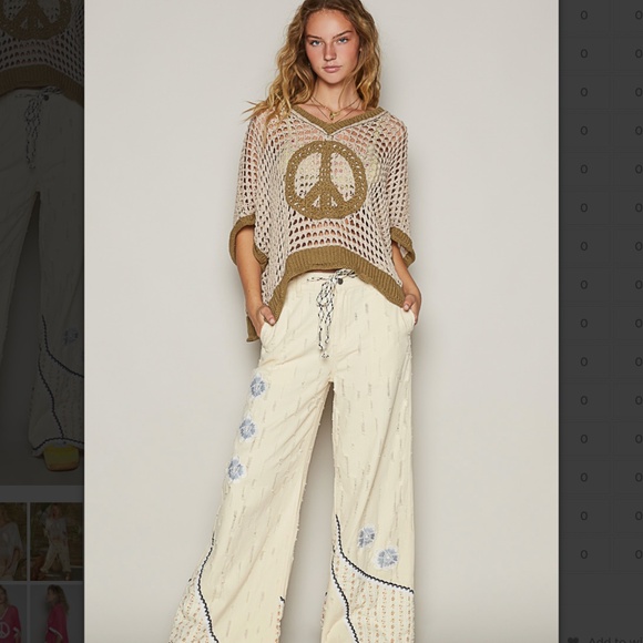 POL “ Barcelona 3” POL Open Knit Thin Summer Sweater with Peace detail SR5 - Picture 4 of 5